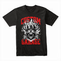 Custom Garage T-Shirt – Fiery Skull Mechanic Biker Tee