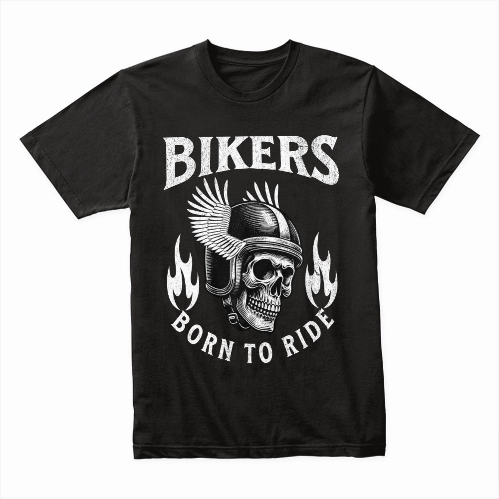 Bikers Born to Ride T-Shirt – Winged Skull Motorcycle Tee