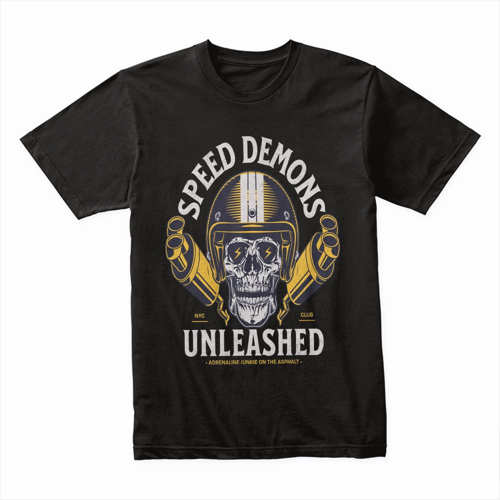 Speed Demons Unleashed T-Shirt – Hardcore Biker Skull Tee