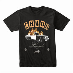 Chaos Brigade — Vintage Burning Police Car Graphic Streetwear T-Shirt
