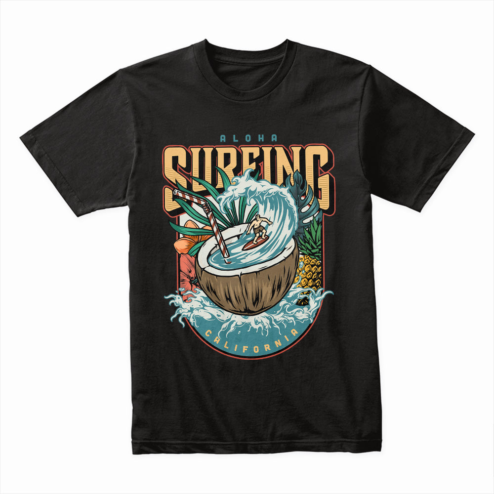 Aloha Surf Paradise: California Coconut Wave Tee