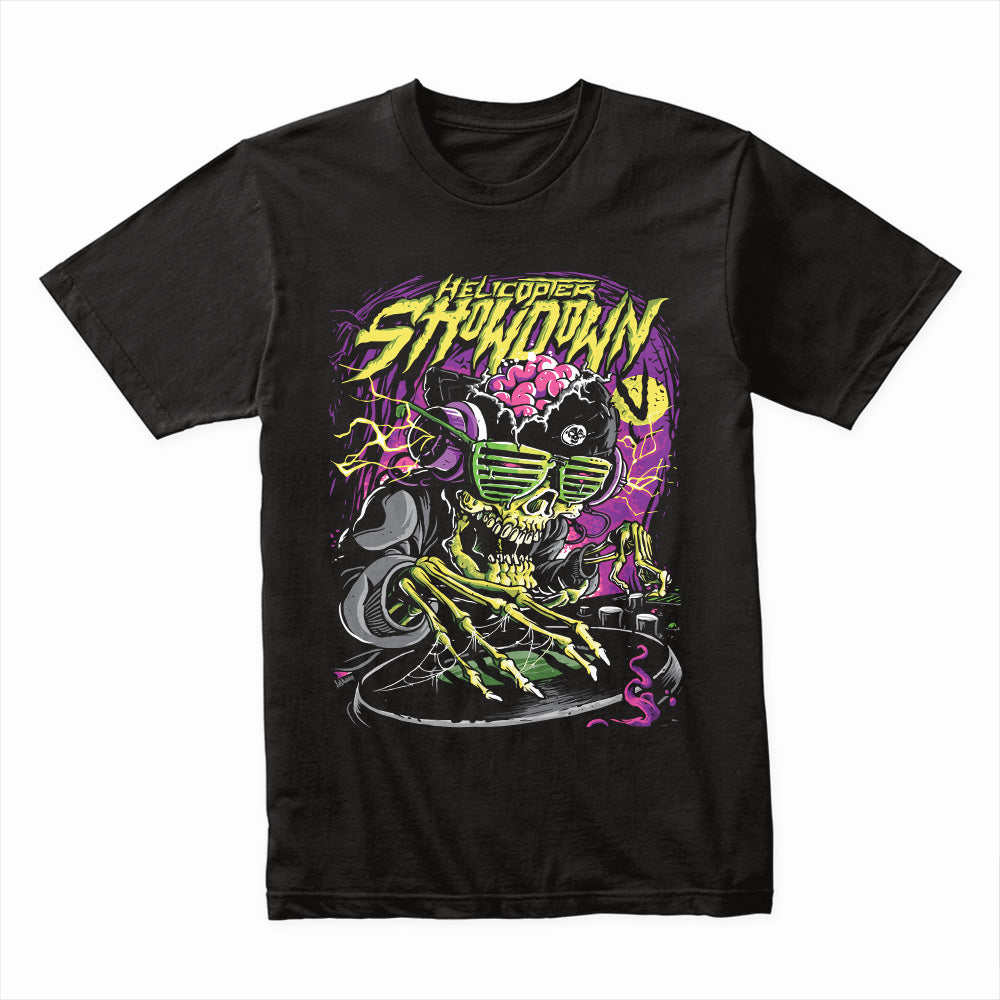 Neon Grave Drop: Skull DJ Showdown Tee