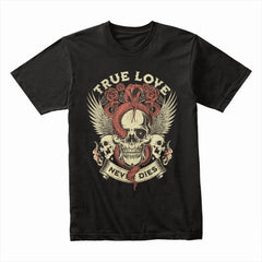 True Love Never Dies – Gothic Skull & Snake Tattoo-Inspired T-Shirt