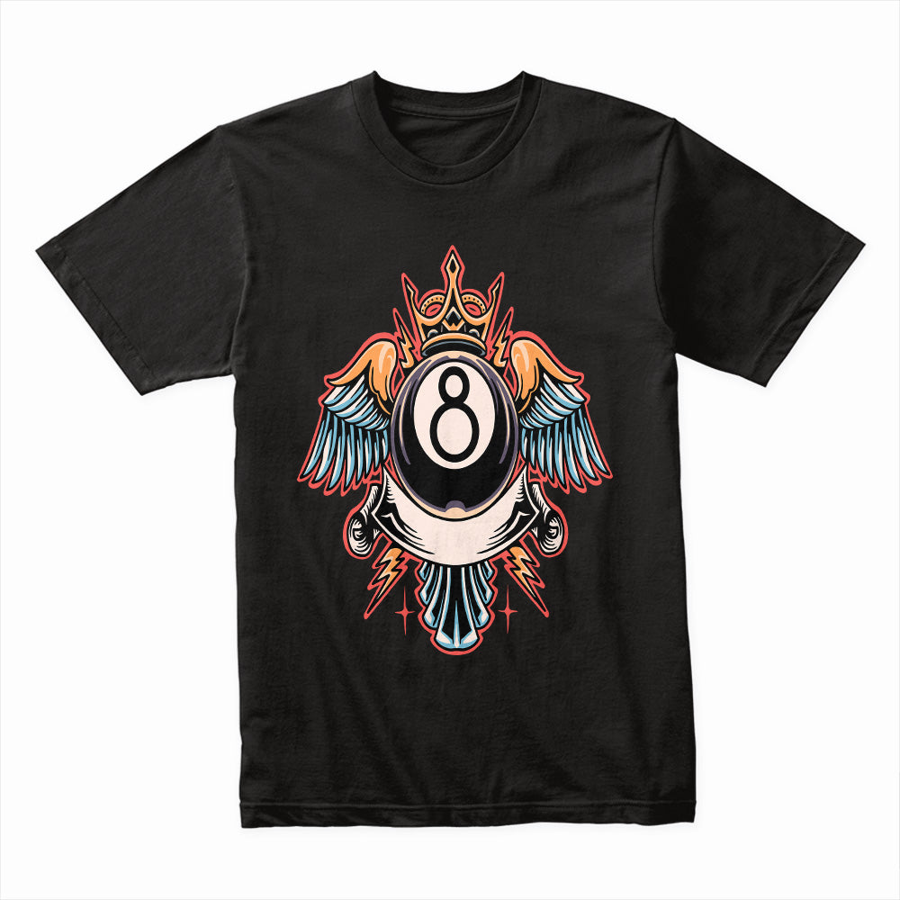 King of Fate: Winged Eightball Crest Tee