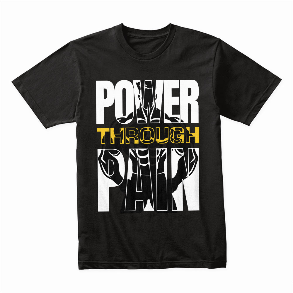 "Power Through Pain" Motivational Gym T-Shirt – Strength & Resilience