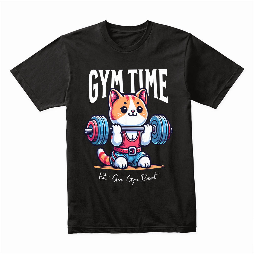 Gym Time Cat – Cute & Funny Workout T-Shirt for Fitness Lovers