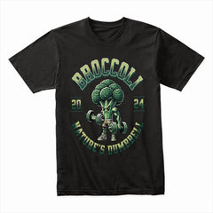 "Broccoli – Nature's Dumbbell" Funny Gym T-Shirt for Fitness & Health Enthusiasts