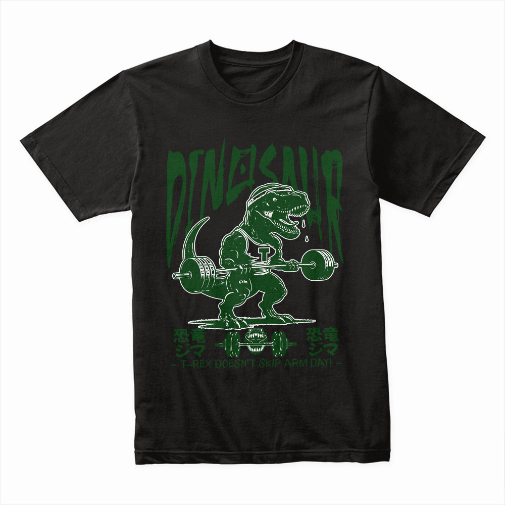 "T-Rex Gym Workout T-Shirt – Dinosaur Fitness Motivational Tee"