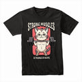 "Strong Muscles, Stronger Naps" Funny Workout Cat T-Shirt