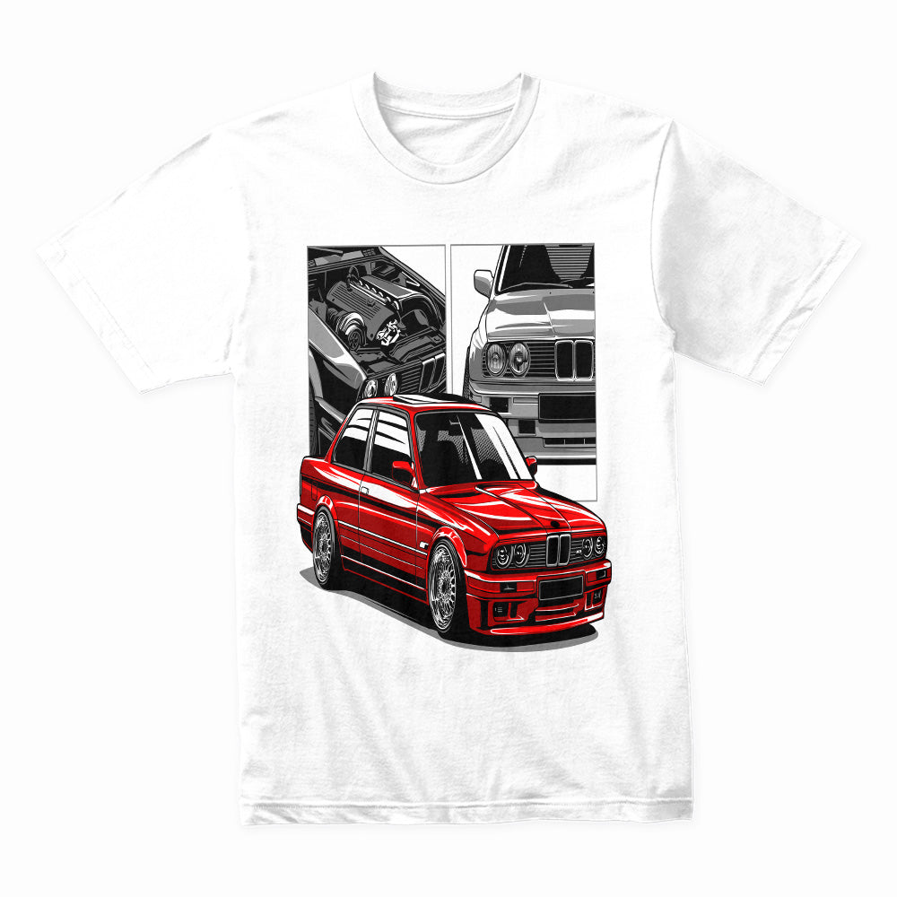 Red Legend E30 M3 Tribute T-Shirt – Iconic Classic Car Art Tee