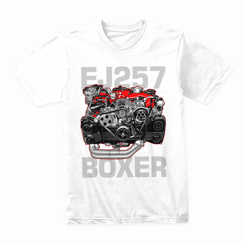 EJ257 Boxer Engine T-Shirt — Boosted Subaru Heart Edition