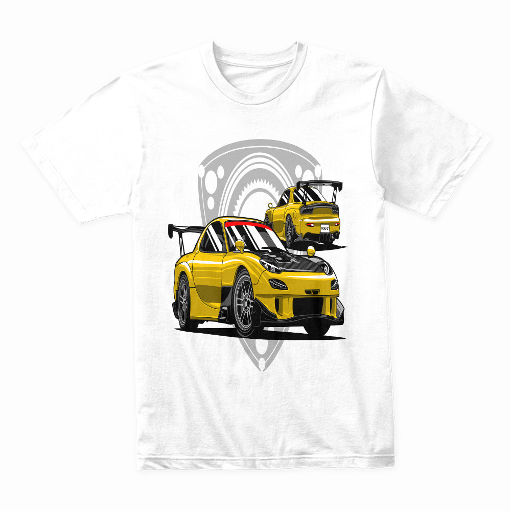 Yellow Turbo RX7 Legends – JDM Rotary Power T-Shirt