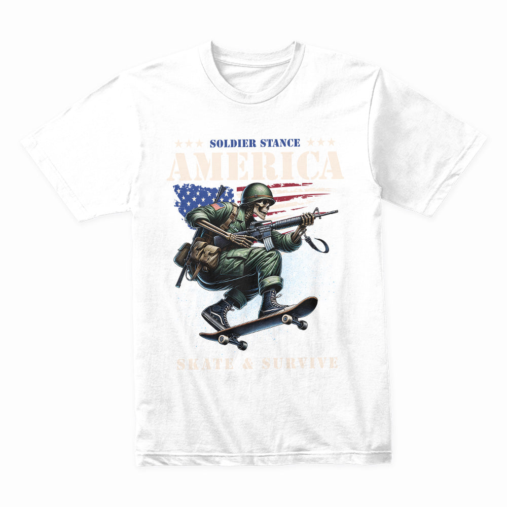 Soldier Stance: Skate & Survive America Tee