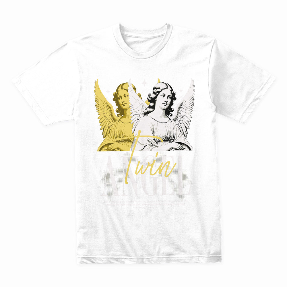 Twin Guardian Grace: Celestial Duality Tee