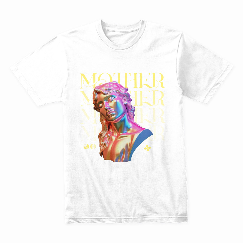 Ethereal Matriarch: Chromatic Goddess Motherhood Tee