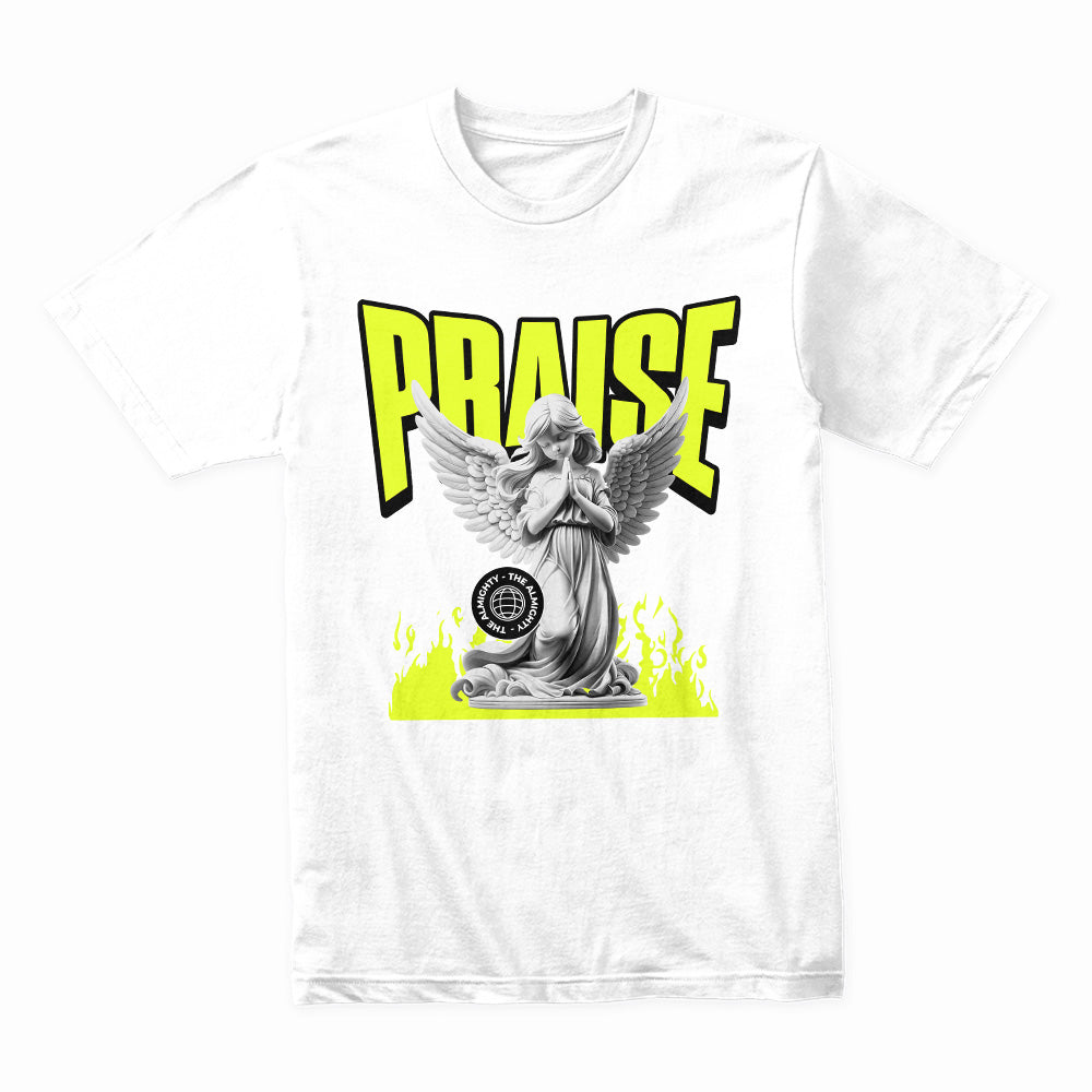 Celestial Reverence: Neon Praise Angel Tee