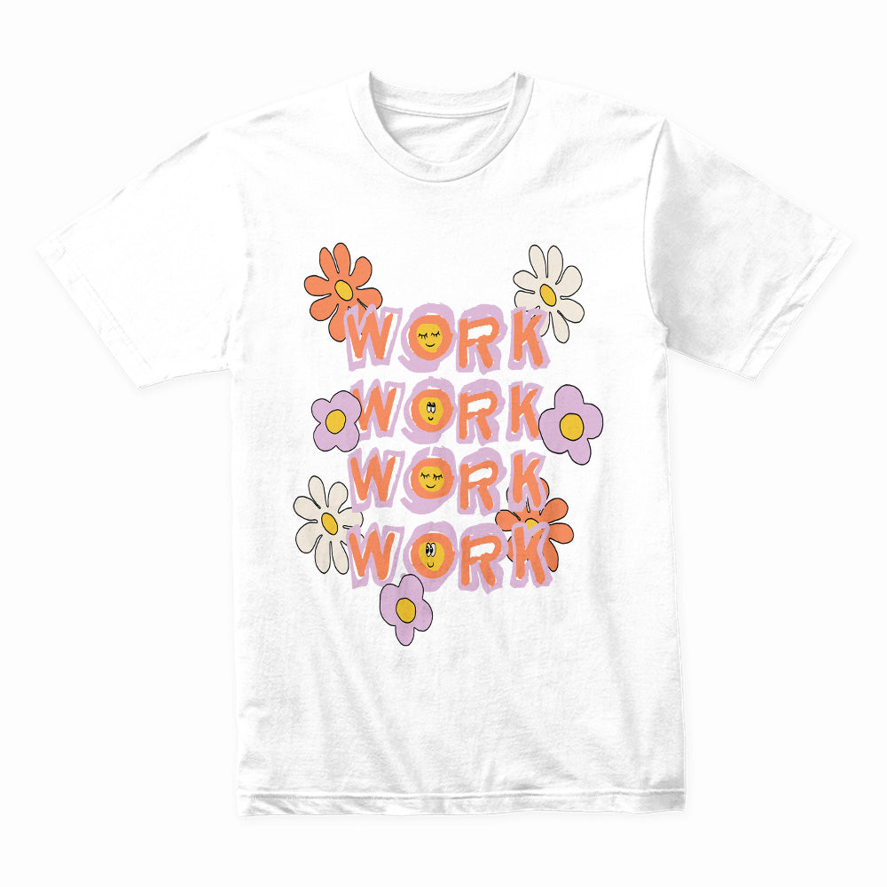 Flower Power Grind: Work with a Smile Tee