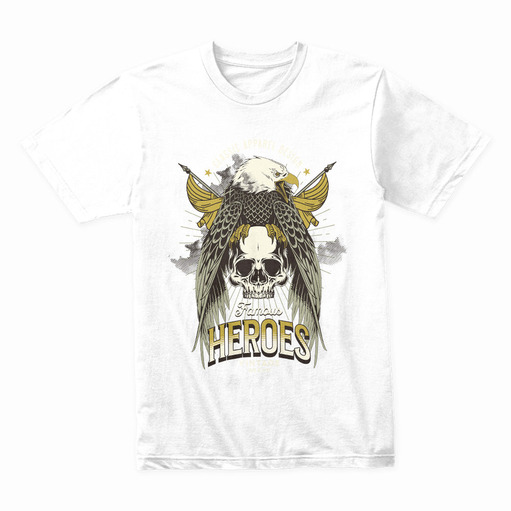 Famous Heroes Vintage Eagle & Skull T-Shirt – Classic Bold Design