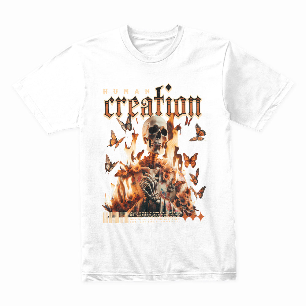 Infernal Metamorphosis: Human Creation Flame Tee