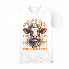 Floral Moo-ment: Smiling Cow Photography Tee