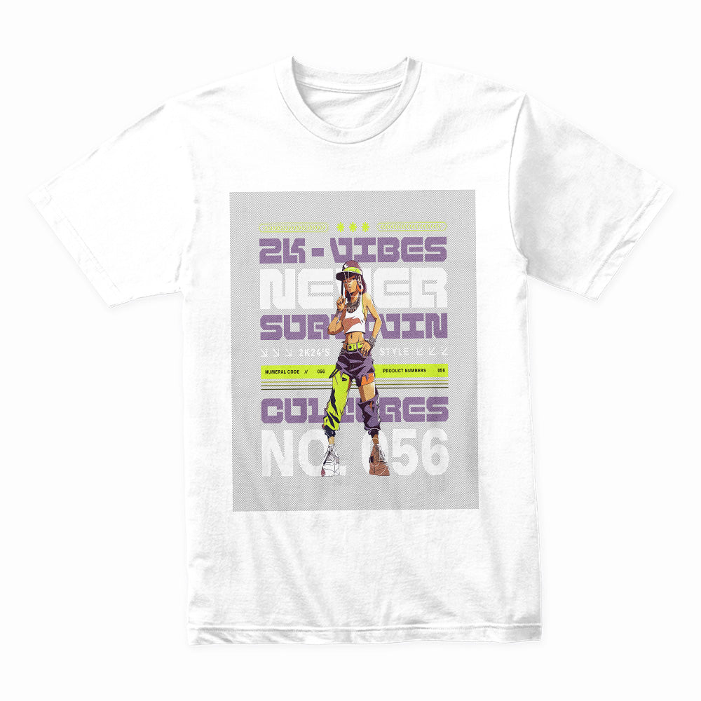 Cyber Neon Vibes: Never Subdue Streetwear Tee