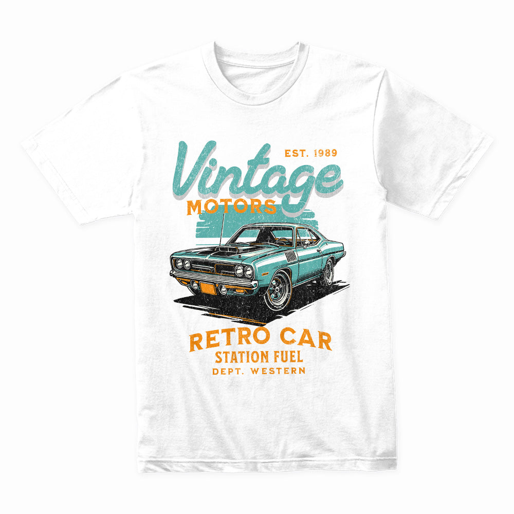 Vintage Motors Retro Car: Classic Teal Muscle Tee