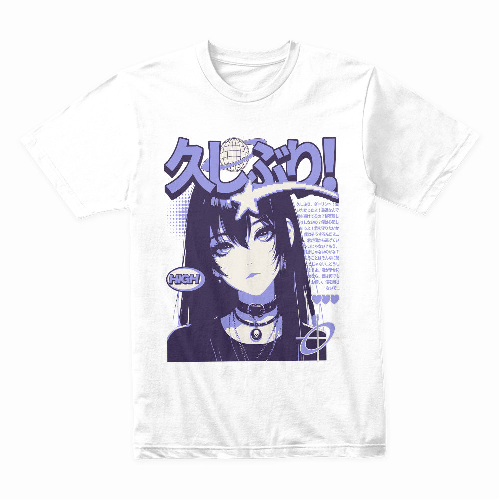 Neo-Noir Muse: Purple Tokyo Anime Tee