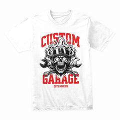 Custom Garage Biker T-Shirt – Built for Speed, Forged in Fire