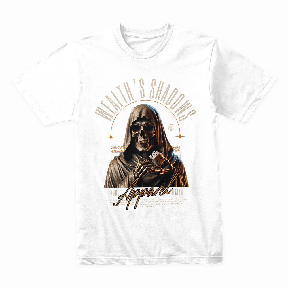 Wealth’s Shadows: Grim Fortune Tee