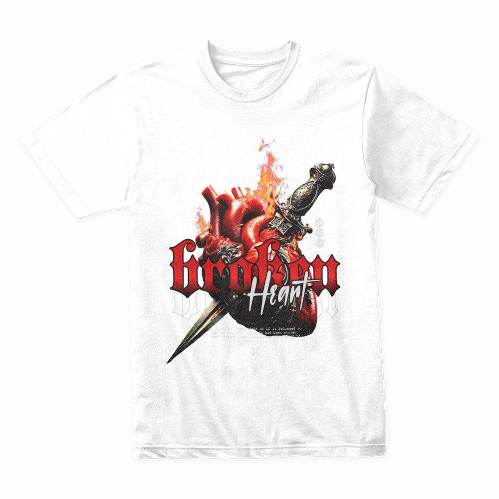 Broken Heart: Flame & Blade Streetwear Tee