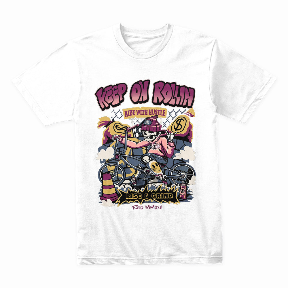Keep On Rollin': Hustle & Grind BMX Rider Tee