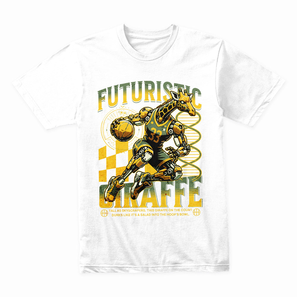 Cyber Slam: Futuristic Giraffe Dunk Tee