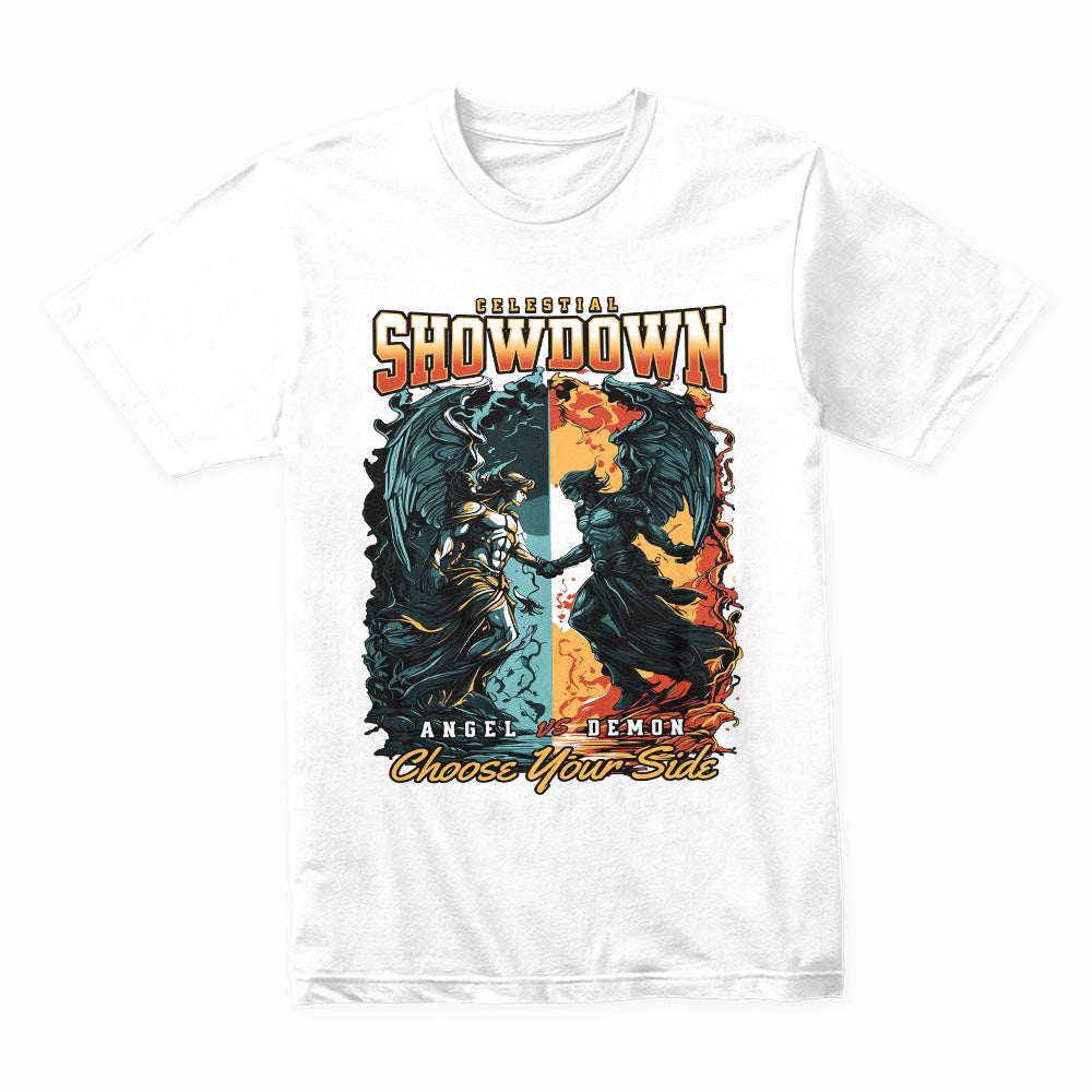 Celestial Showdown: Angel vs Demon Battle Tee