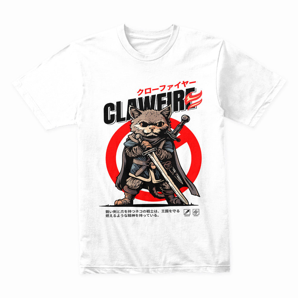 Clawfire Warrior: Feline Blade Master Tee