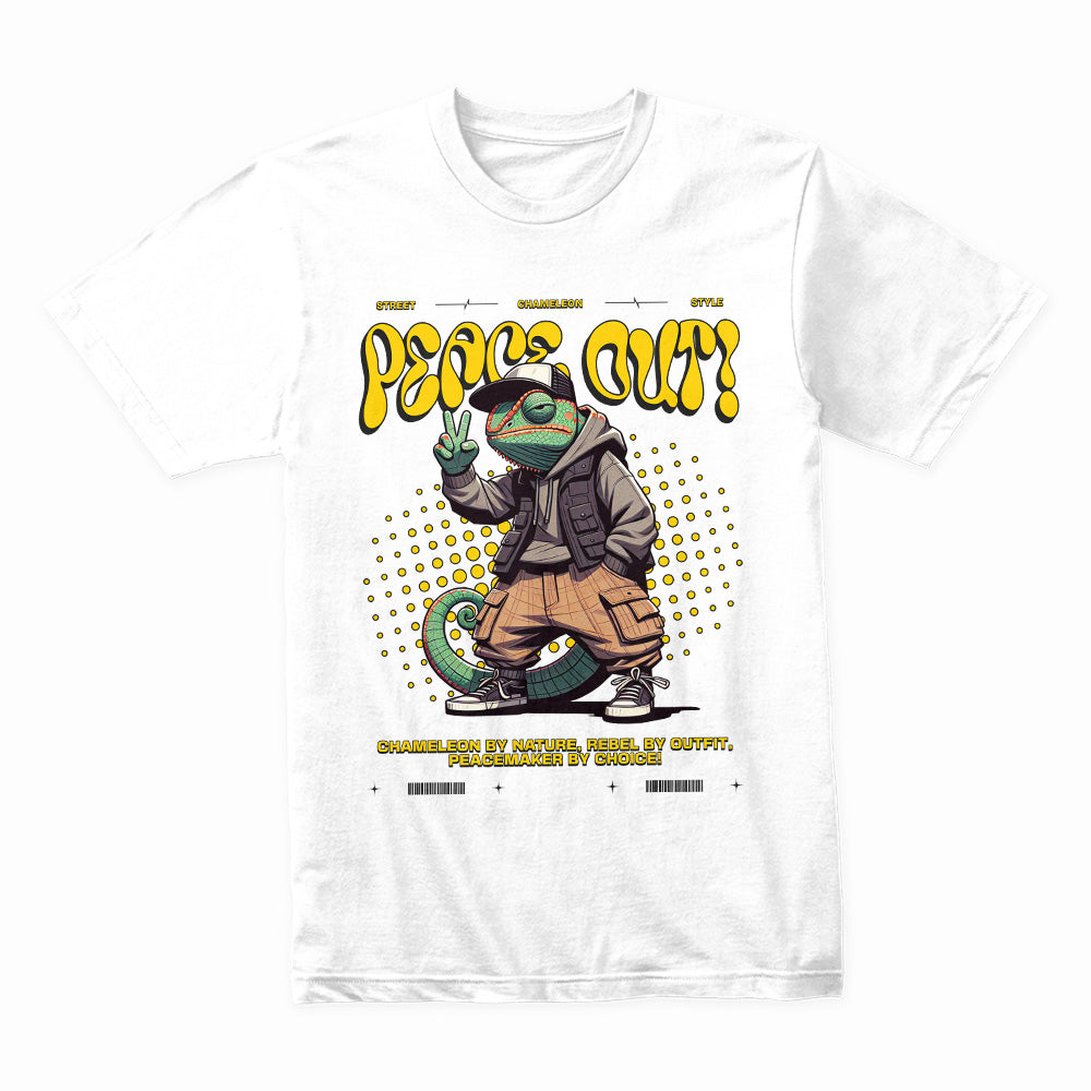 Peace Out Chameleon" Street Style Rebel Tee