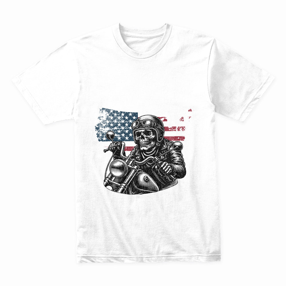American Biker – Born to Ride Patriotic Skull T-Shirt