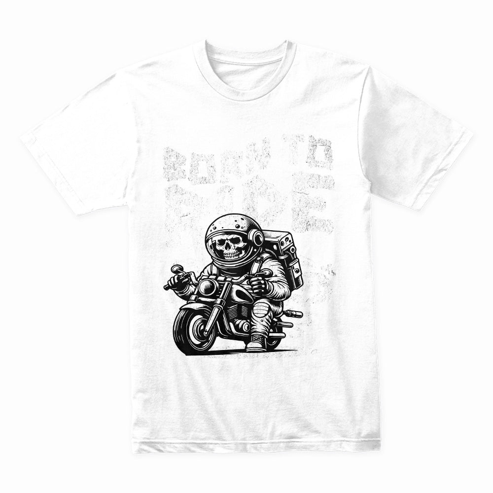 Born to Ride – Space Biker Skull Astronaut T-Shirt