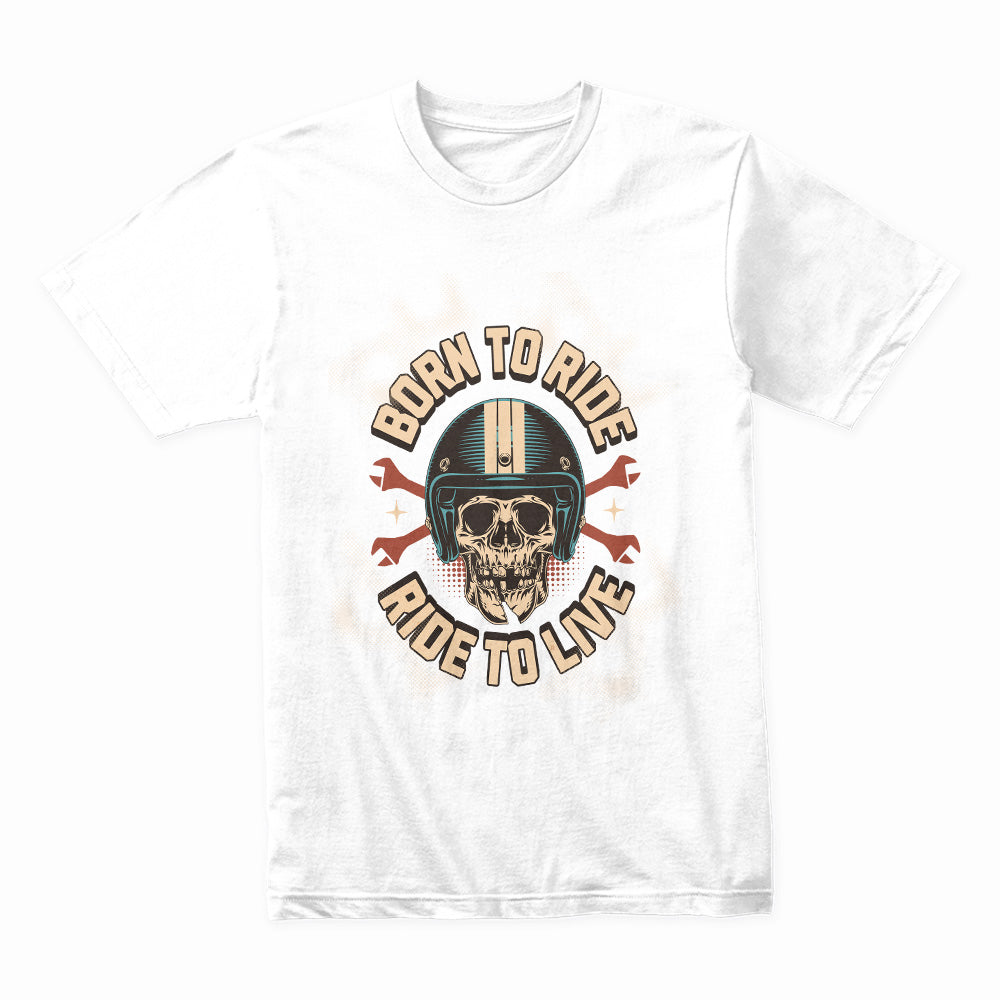 Born to Ride, Ride to Live – Vintage Skull Biker T-Shirt