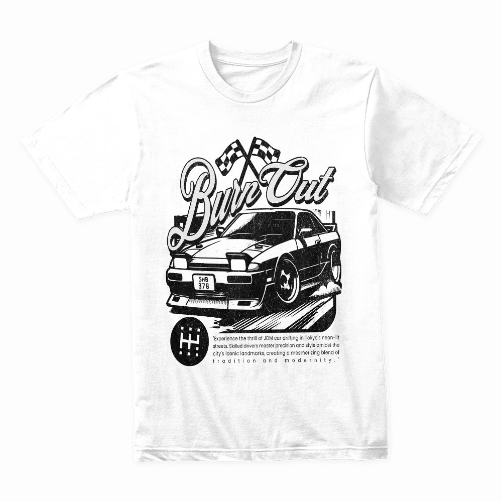Burn Out Drift Car Streetwear T-Shirt – Vintage Racer Edition