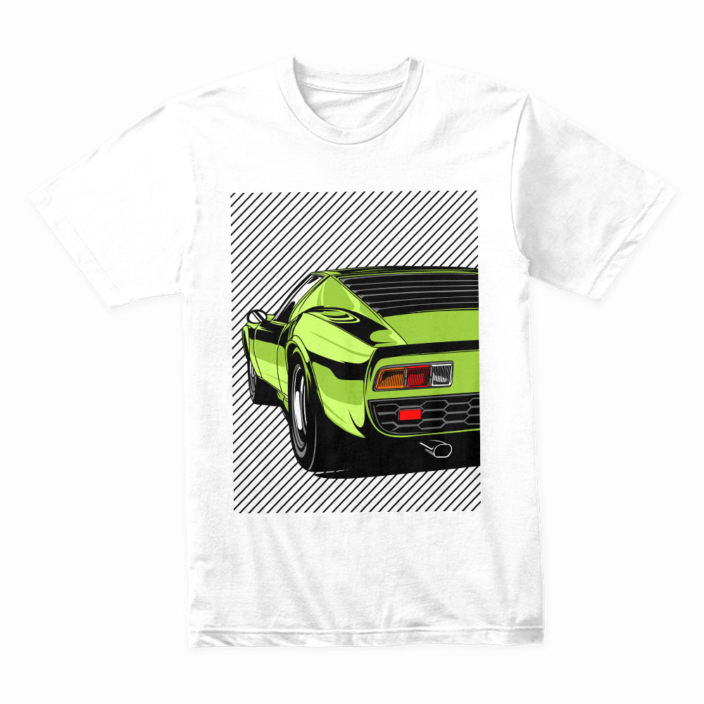 De Tomaso Pantera Retro Supercar T-Shirt – Lime Green Classic Edition
