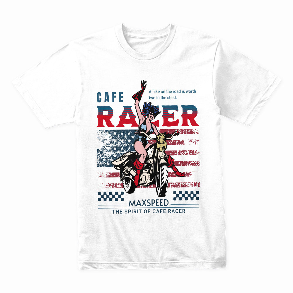 Café Racer Max Speed – American Spirit Motorcycle T-Shirt