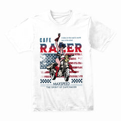 Café Racer Max Speed – American Spirit Motorcycle T-Shirt