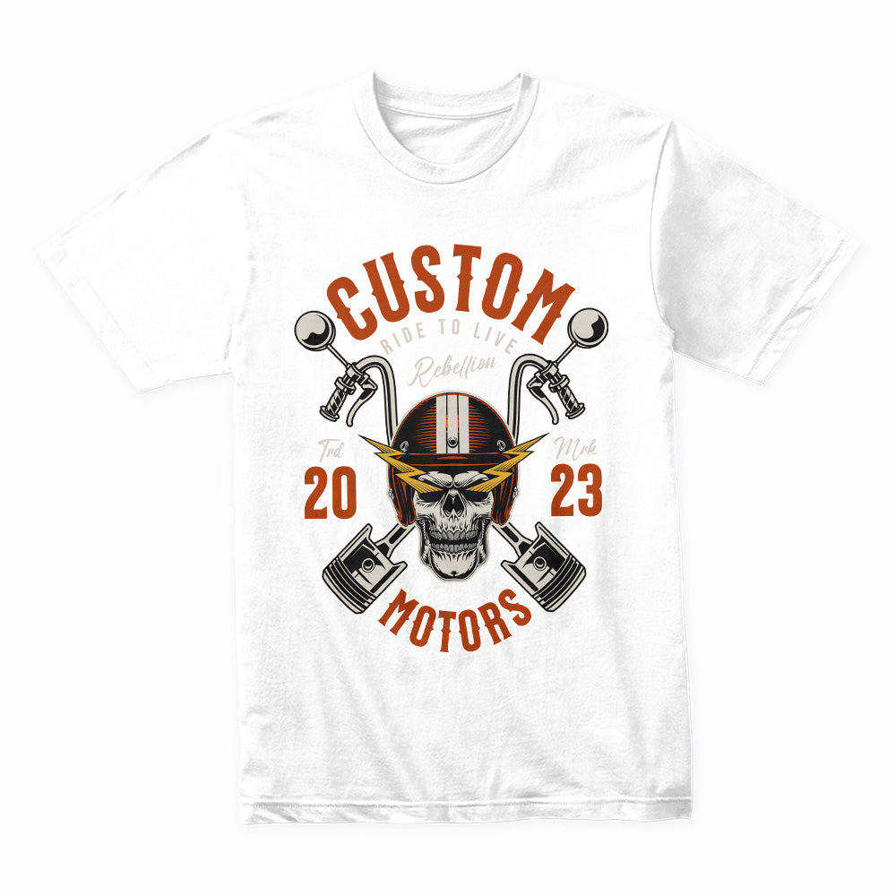 Custom Motors – Ride to Live Rebellion Biker T-Shirt