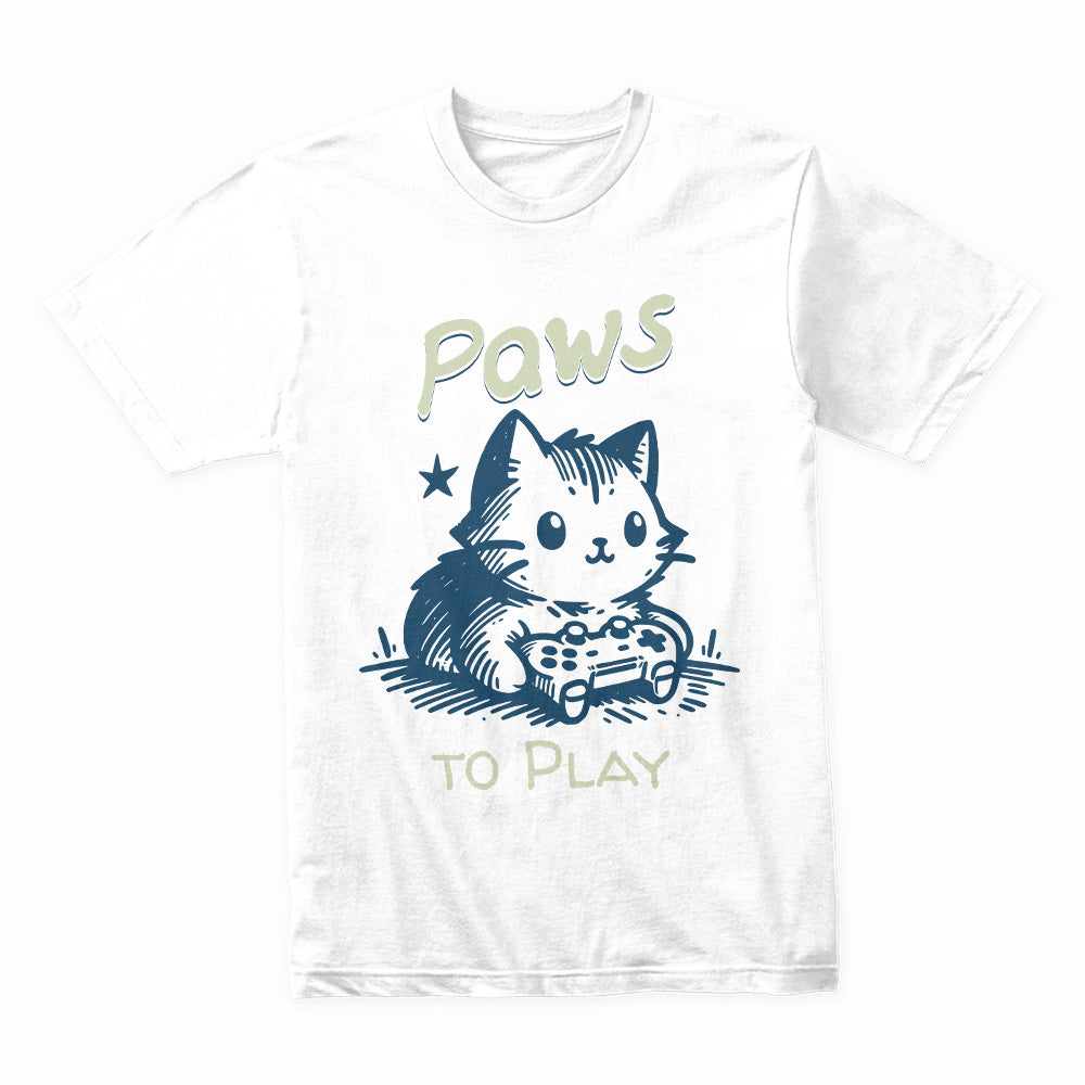 Paws to Play – Cute Gamer Cat T-Shirt for Cat Lovers & Gamers