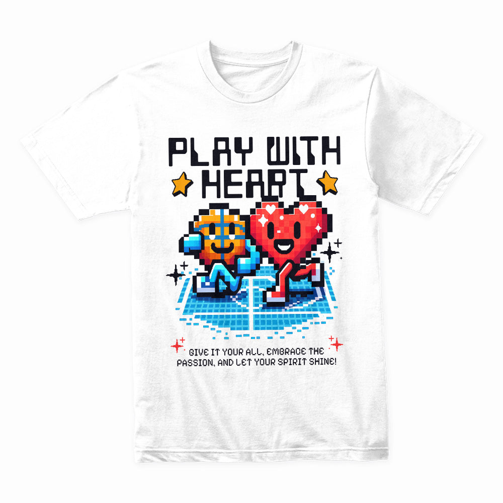 Play with Heart Pixel Art T-Shirt – Embrace Passion & Fun
