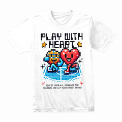 Play with Heart Pixel Art T-Shirt – Embrace Passion & Fun