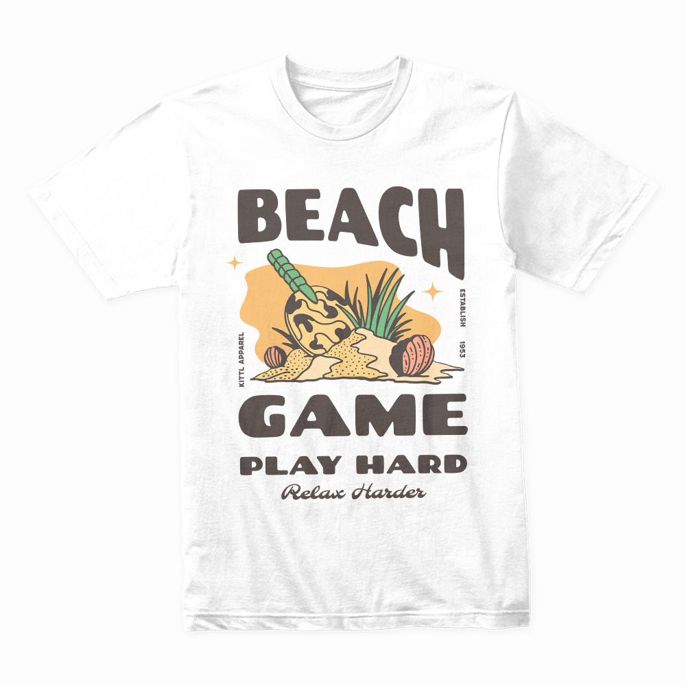 Beach Game T-Shirt – Play Hard, Relax Harder