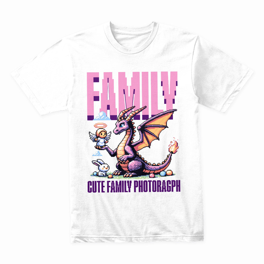 Pixel Art Family Dragon T-Shirt – Cute Family Photograph