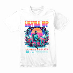 Level Up Beyond Reality T-Shirt – Neon Cyber Gamer Edition