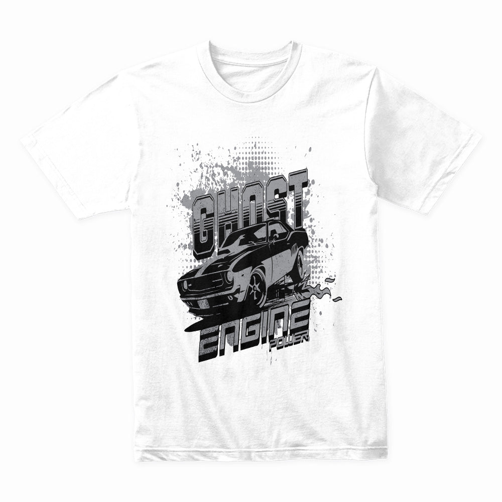 Ghost Engine Power: Monochrome Muscle Car T-Shirt